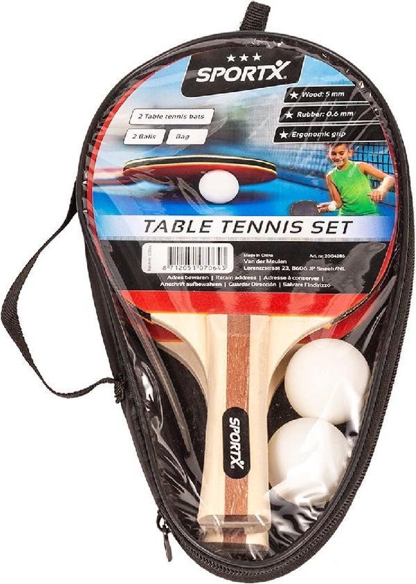 SportX Tafeltennis set incl. Ballen in Tas ***