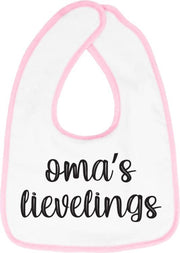 Hospitrix Slabbetje met tekst "  Oma's lievelings" Roze - Cadeau Zwangerschap - Baby Kwijldoek - Kwijllap - Morslap - Bavette