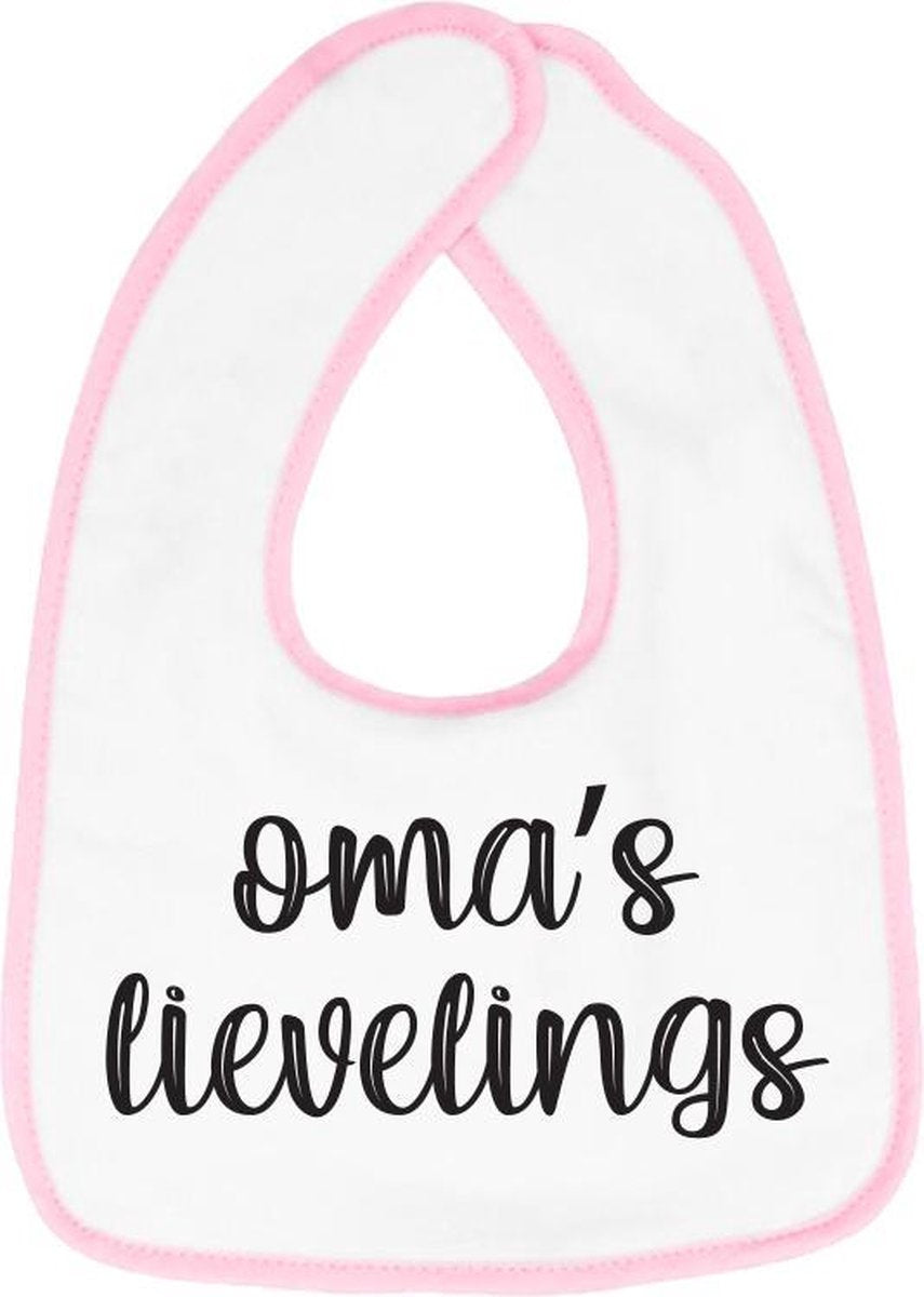Hospitrix Slabbetje met tekst "  Oma's lievelings" Roze - Cadeau Zwangerschap - Baby Kwijldoek - Kwijllap - Morslap - Bavette