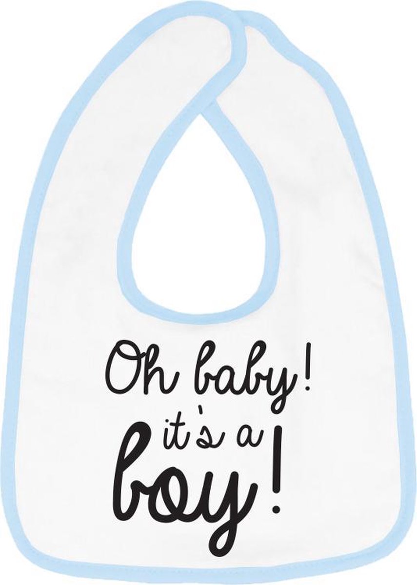 Hospitrix Slabbetje met tekst "Oh baby! It is a boy! " Blauw - Cadeau Zwangerschap - Baby Kwijldoek - Kwijllap - Morslap - Bavette