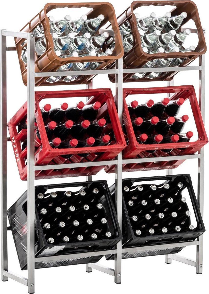 Clp Lennert Krattenrek - roestvrij staal 112 x 91 x 31 cm (voor 6 kratten)