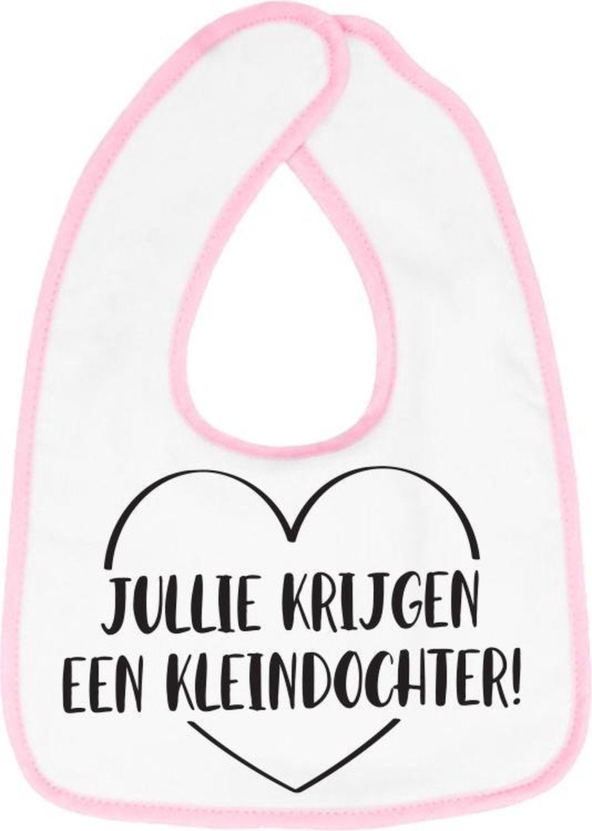 Hospitrix Slabbetje met Tekst "Jullie Krijgen een Kleindochter!" Roze - Cadeau Zwangerschap - Baby Kwijldoek - Kwijllap - Morslap - Bavette