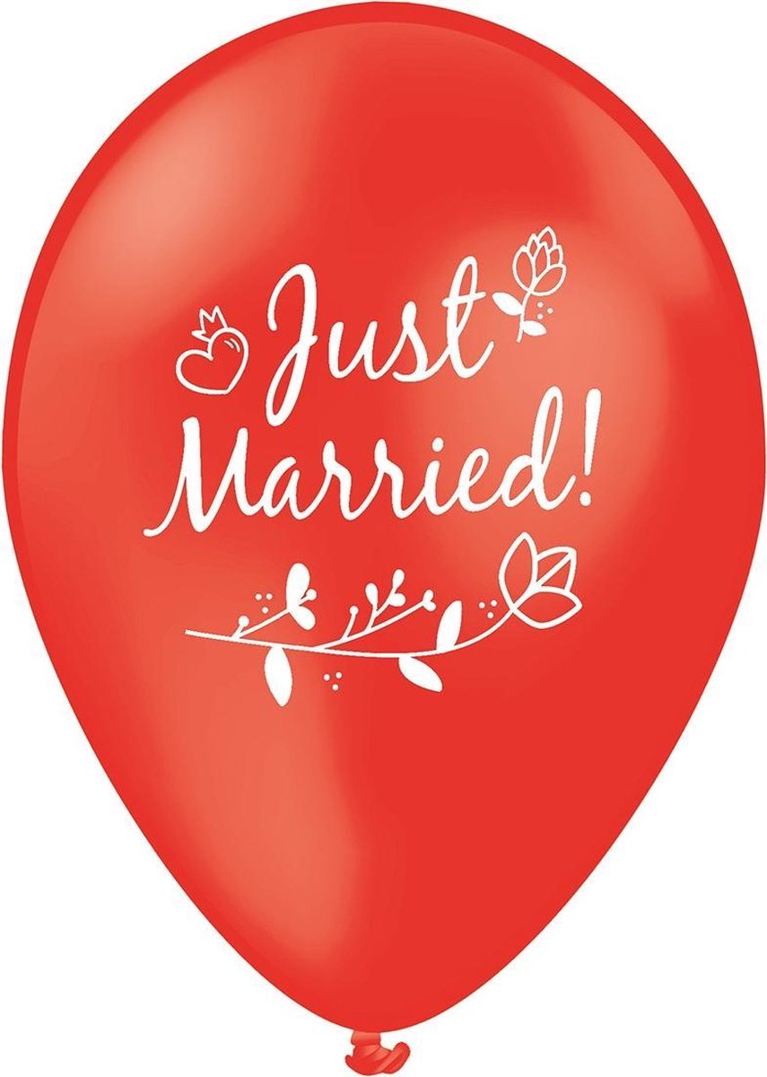 Tib Ballonnen Just Married! 30 Cm Latex Rood 5 Stuks