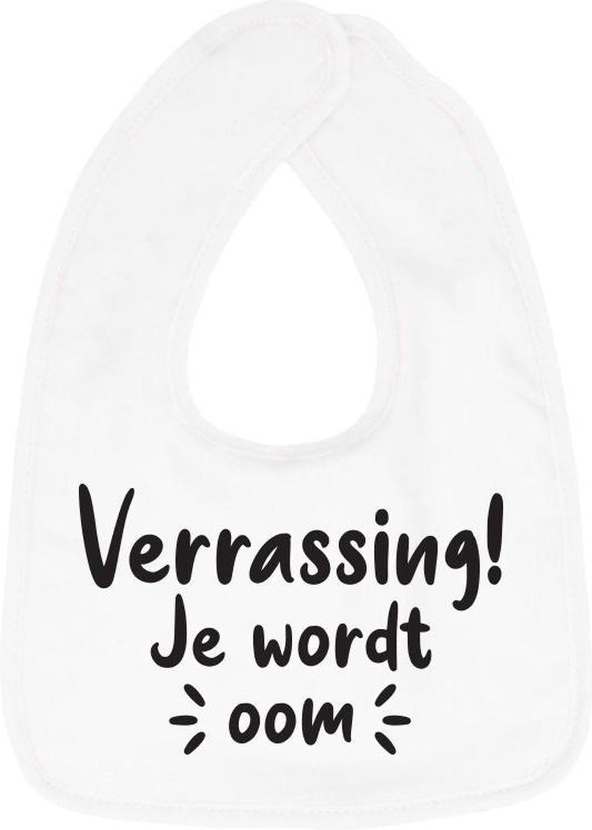 Hospitrix Slabbetje met tekst "Verrassing! Je wordt oom! " Wit - Cadeau Zwangerschap - Baby Kwijldoek - Kwijllap - Morslap - Bavette