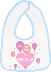 Hospitrix Slabbetje met tekst "Het is een meisje! " Blauw - Cadeau Zwangerschap - Baby Kwijldoek - Kwijllap - Morslap - Bavette