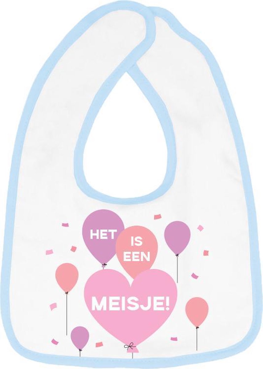 Hospitrix Slabbetje met tekst "Het is een meisje! " Blauw - Cadeau Zwangerschap - Baby Kwijldoek - Kwijllap - Morslap - Bavette