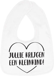 Hospitrix Slabbetje met Tekst "Jullie Krijgen een Kleinkind!" Wit - Cadeau Zwangerschap - Baby Kwijldoek - Kwijllap - Morslap - Bavette