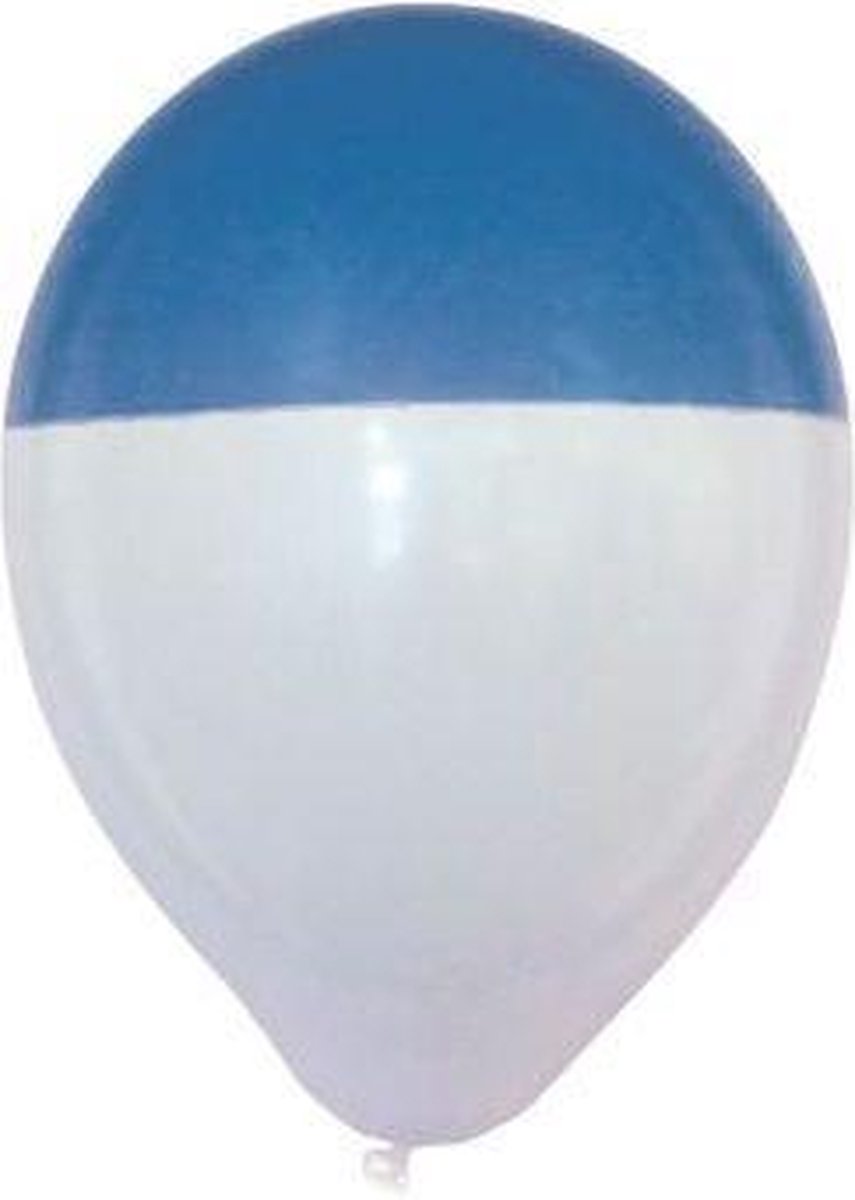 ballon Bicolour wit blauw per 25
