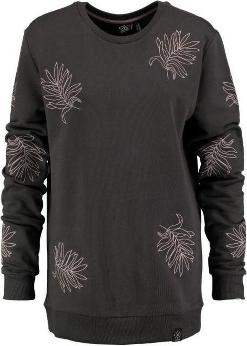 Kultivate langere donkergrijze sweater met borduringen- Maat XXL