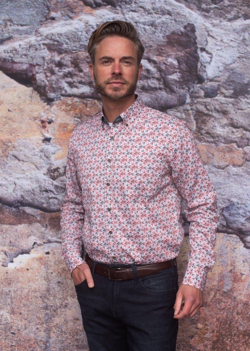 GCM Originals Overhemd/Blouse Rood met motief Maat 3XL Kingsize Boordmaat 47-48