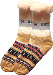 Sukats - Homesocks - Huissokken - Dames en Heren - Maat 36-41 - Bruin - Retro - Anti-Slip - Fluffy - Meerdere Maten en Varianten