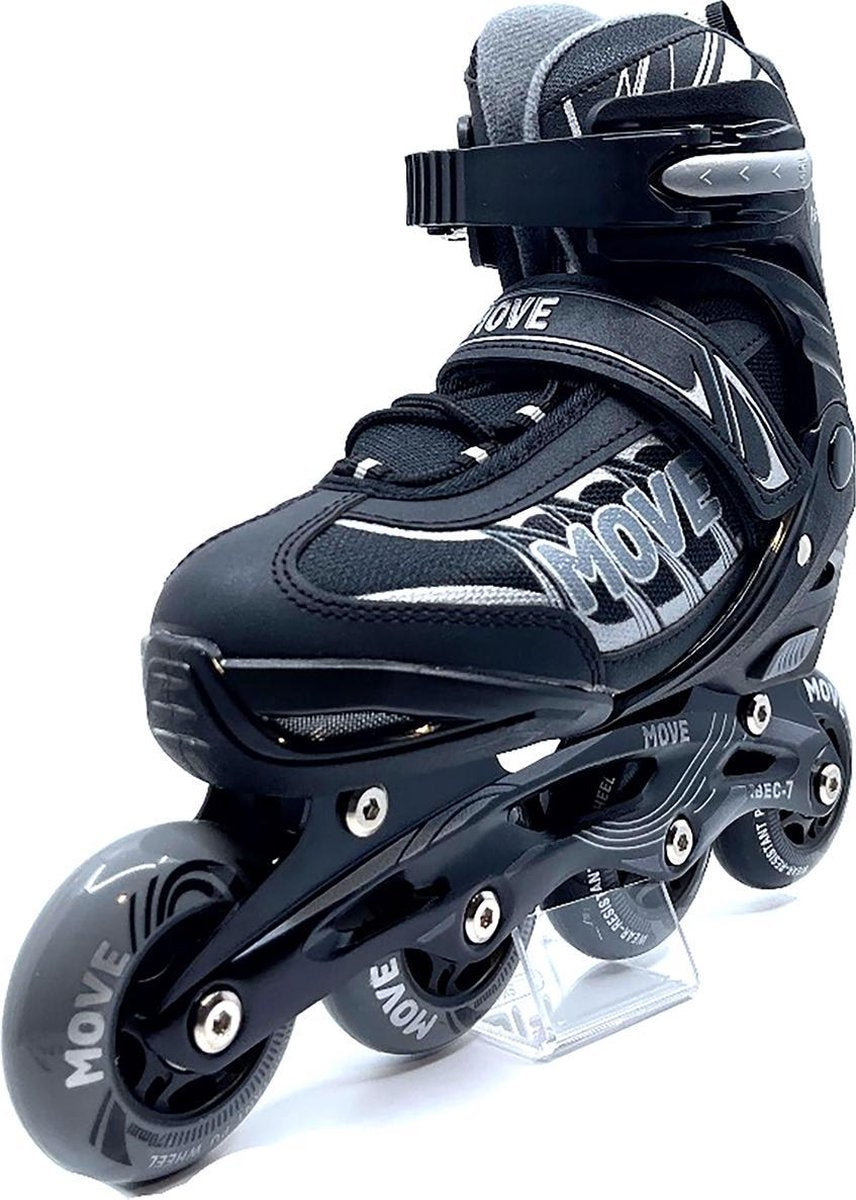 MOVE - Fast Uni - Inline skates voor kind - Zwart - Maat 30-33  - Verstelbaar - Skeelers