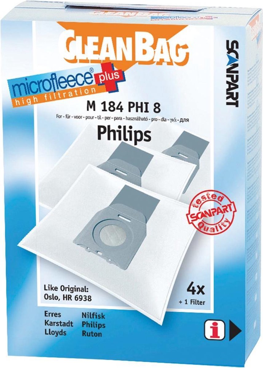 Scanpart - Stofzuigerzakken - Geschikt voor Philips - 4 stuks