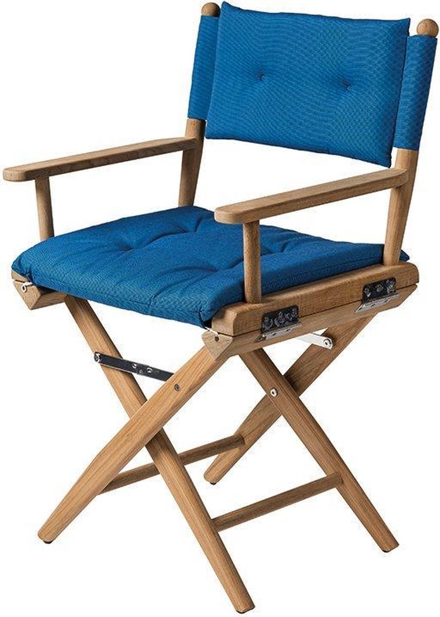Regisseursstoel Teak DeLuxe met Forza Blauw kussenset