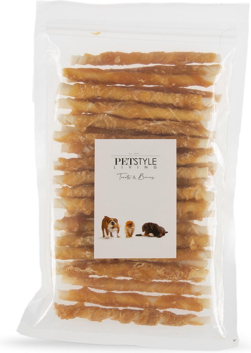 Petstyleliving - Gedraaide sticks met kip - 30 stuks - Hondensnack