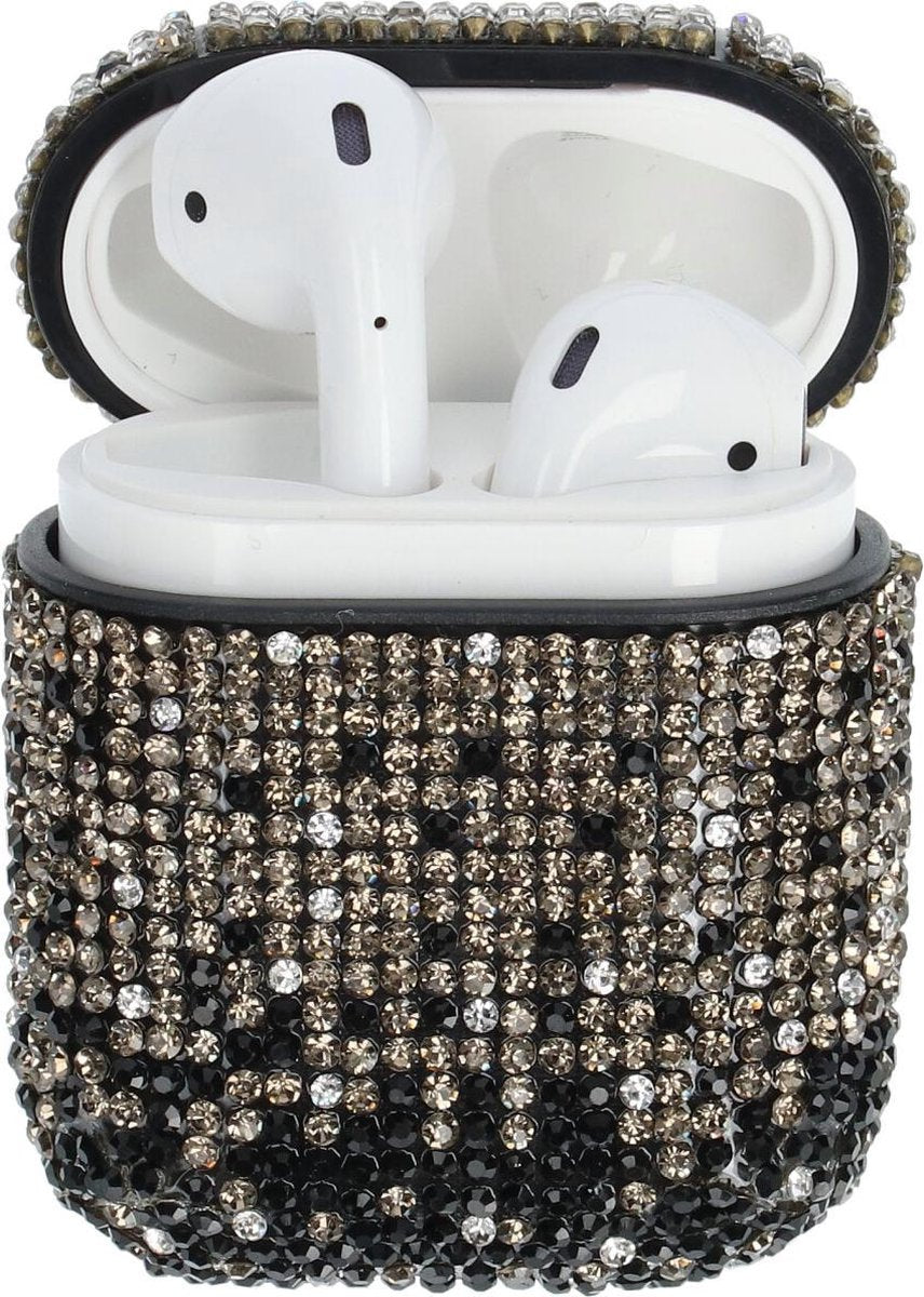 AirPods Case "Bling Bling" ZWART - Airpods hoesje - Airpods case - Beschermhoes voor AirPods 1/2