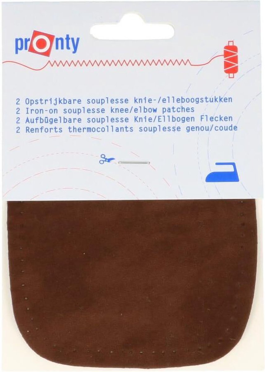 PRONTY KNIE / ELLEBOOGSTUKKEN OPSTRIJKBAAR DONKER BRUIN - 3 PAKJES a 2 STUKS - 038. FOTO IS TE LICHT.