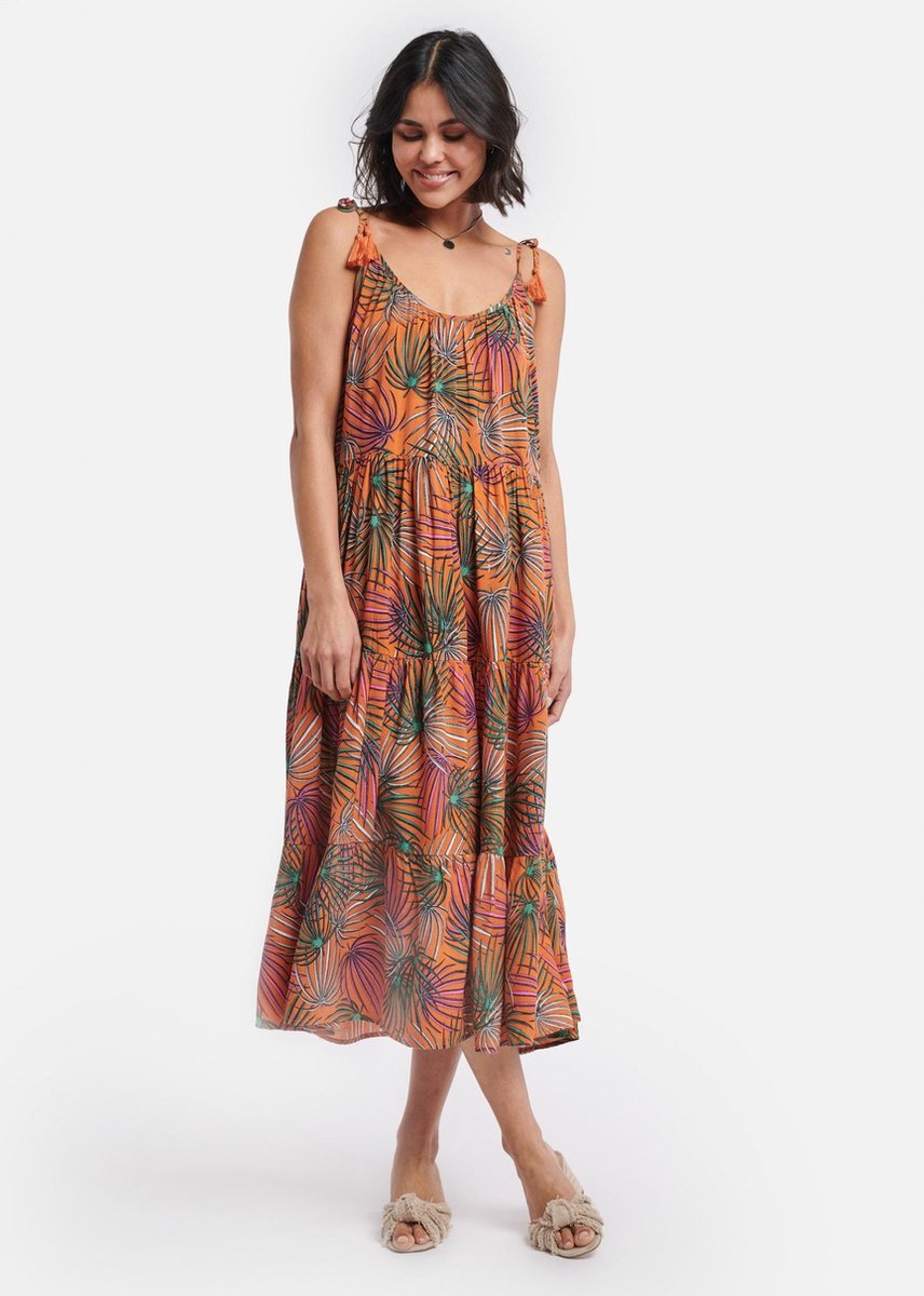 Shiwi Ladies midi dress Tiger palm - bruin - s