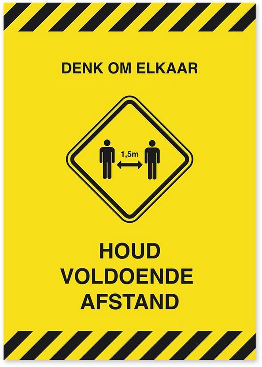 Corona raamsticker A1“HOUD AFSTAND” (5 stuks)