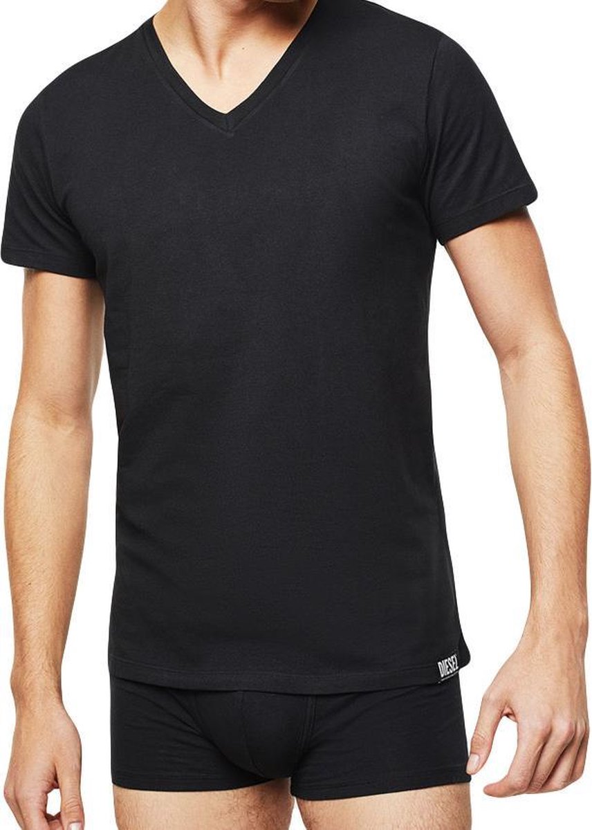 Diesel stretch 3P michael tag V-hals shirt zwart / wit / grijs - M