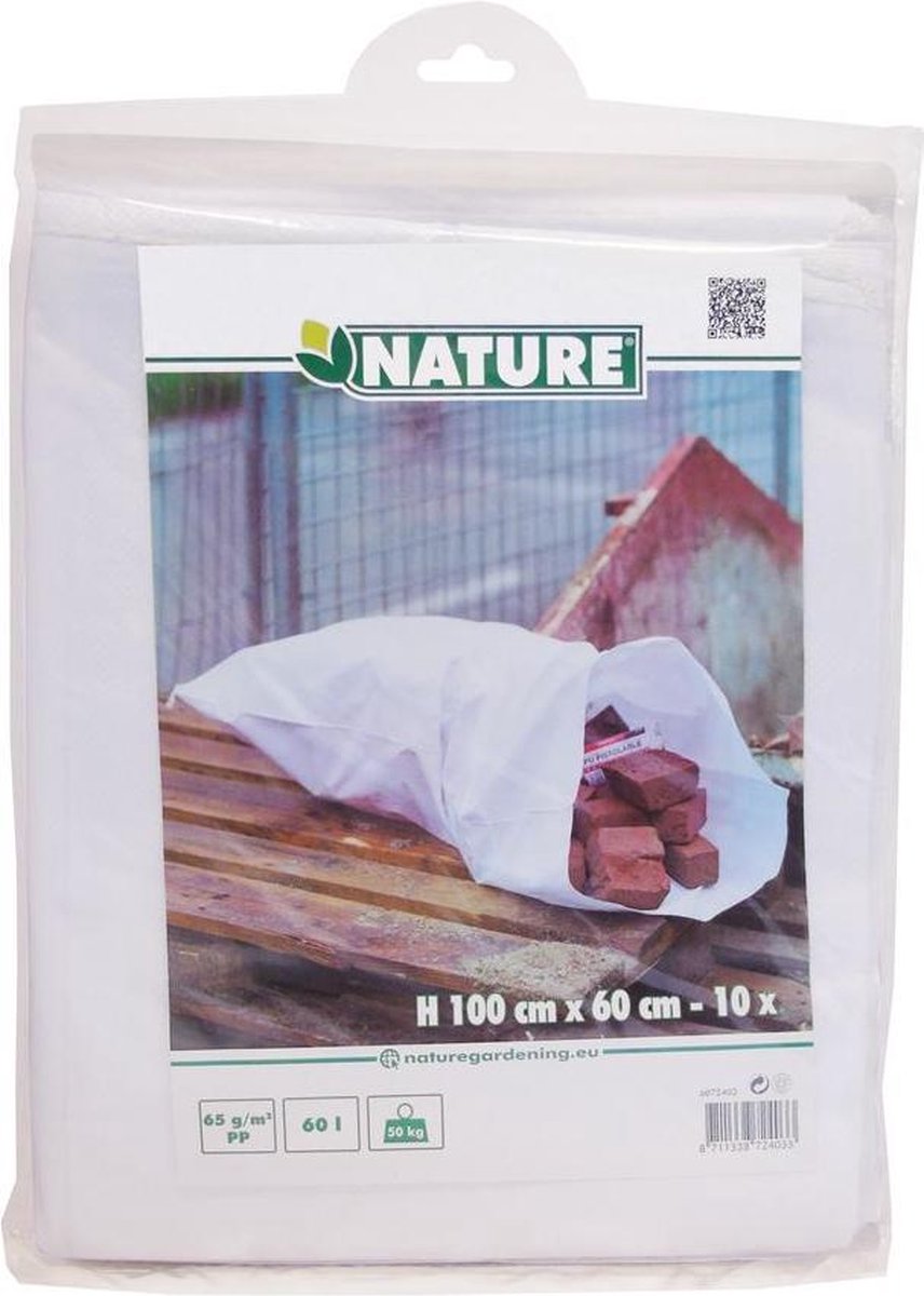 NATURE Afvalzak voor bouwmaterialen - Wit - 60 l - H100xÿ60 cm