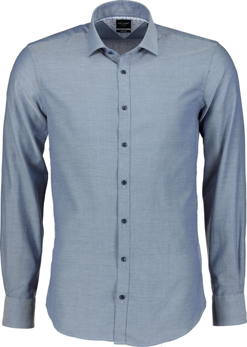 City Line By Nils Overhemd - Body Fit - Blauw - L