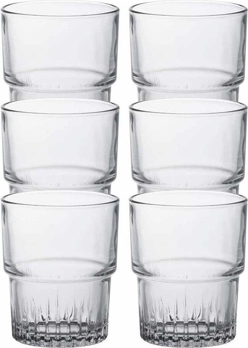 12x koffie/espresso glazen Empilable transparant 200 ml - Whiskey glazen  van glas 200 ml