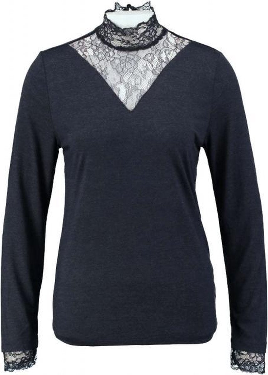 Only zachte blauwe longsleeve met kant - maat S
