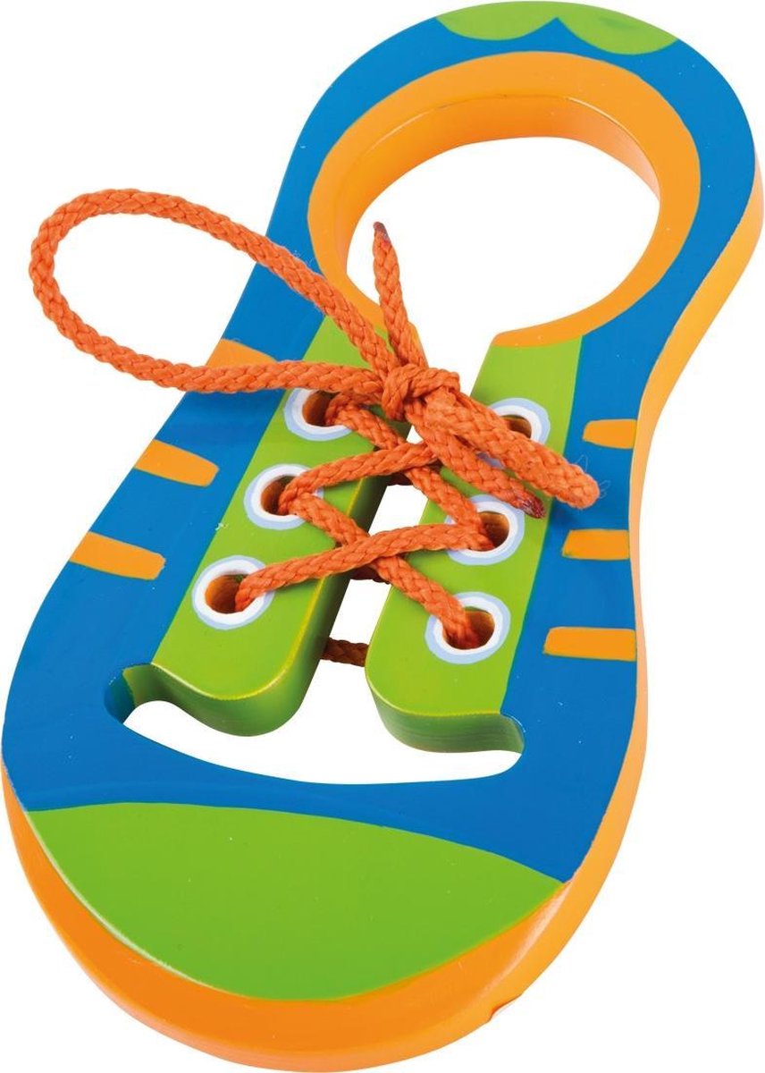 Gekleurde houten strikschoen / schoen om te leren veters strikken