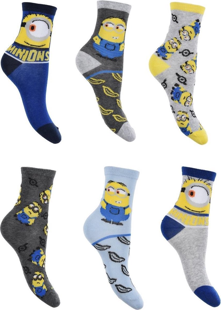 6 paar sokken Minions maat 27/30