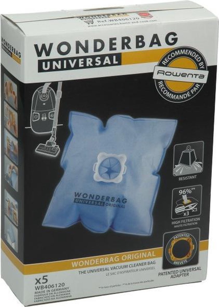 Wonderbag stofzuigzakken - 5st - stofzuigerzakken stofzakken universeel Rowenta Calor Moulinex