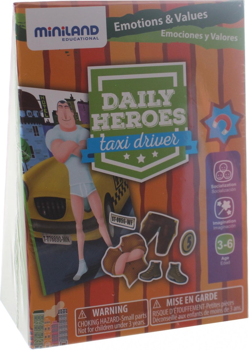 Miniland Leerspel Daily Heroes - Taxi Driver Oranje 3-delig
