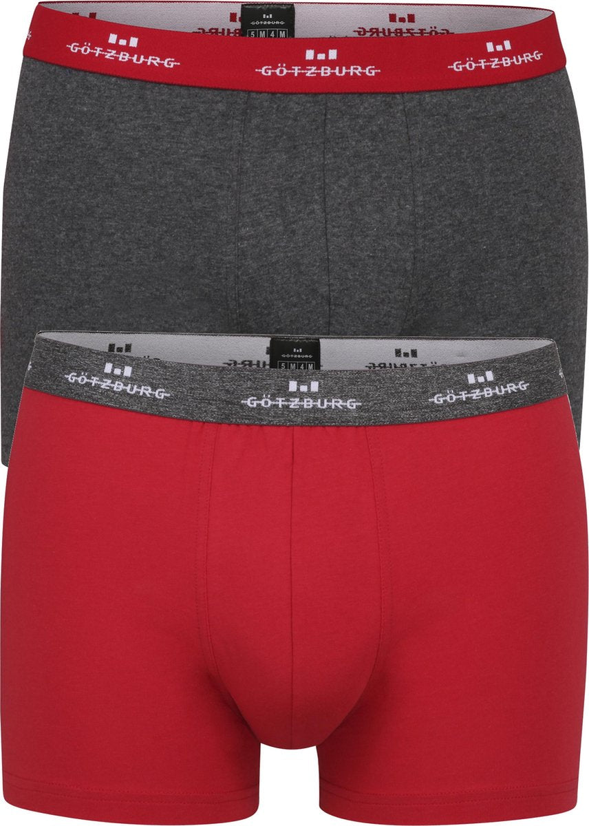 Gotzburg heren boxers (2-pack) - normale lengte - donkergrijs en rood -  Maat: XL