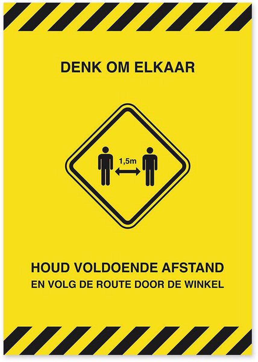 Corona raamsticker A1 “HOUD AFSTAND - LOOPROUTE”