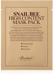 BENTON : Gezichtmasker |Snail Bee High Content Sheet Mask| Hydraterend |Anti-ageing| Sheet Mask Pack | 20gx10 pcs