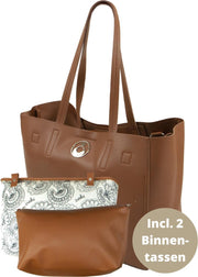 Isoki Grote Bruine Luiertas Schoudertas Avoca Tote Tan Cognac - Uitneembare Binnentassen - Lederlook Bruin