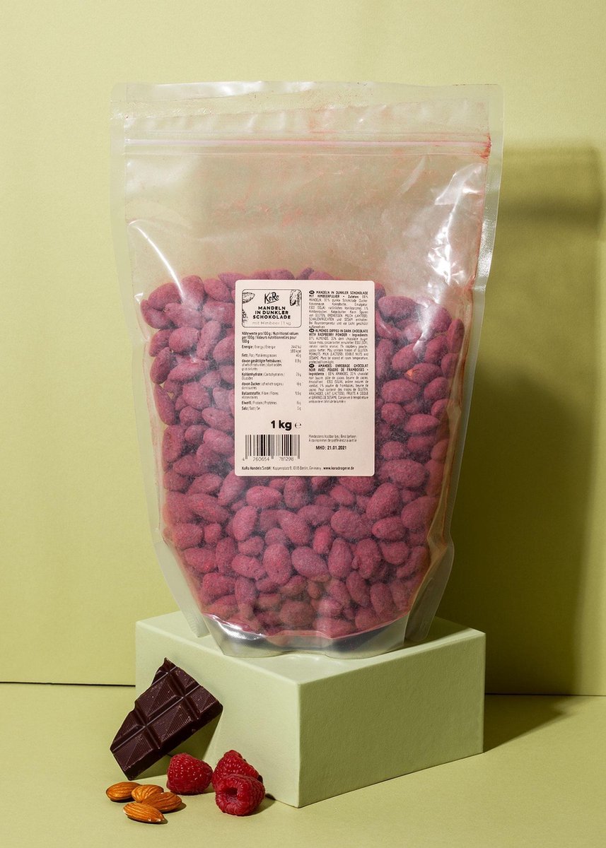 KoRo | Chocolade-amandelen met gevriesdroogd frambozenpoeder 1 kg