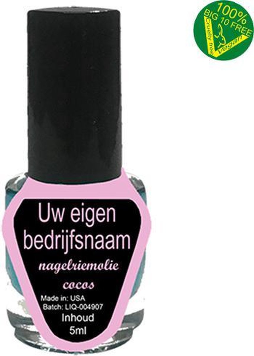 Nagelriemolie met eigen naam COCOS - (40 flesjes van 5ml) - white label - eigen merknaam - eigen bedrijfsnaam