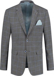 GENTS | Colbert Heren ruit grijs blauw 0145 Maat 54