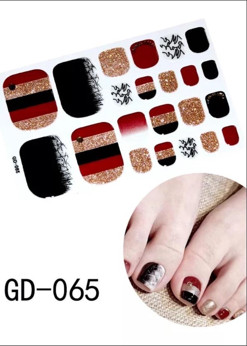 teen nagel stickers nailart bruin goud zwart strepen  nagelsticker kalknagel verbergen
