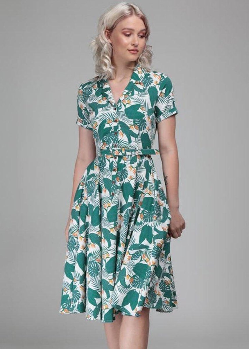 Collectif Caterina Bird Of Paradise 50's Swing Jurk Wit