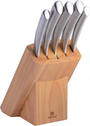 Messenset met houten blok 6 delig – RVS – houten Messenblok Ersmark