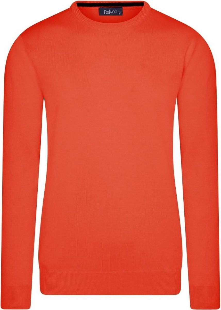 Ferlucci – Exclusieve Heren Trui met Ronde Hals - Oranje
