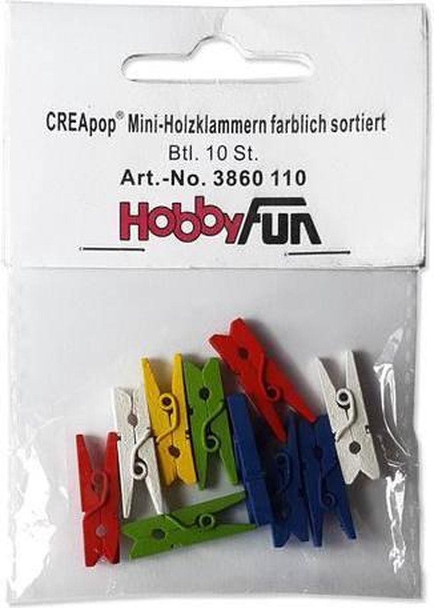 CREApop® Mini-Holzklammern farblich sortiert