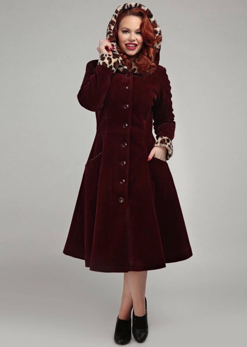 Collectif Hazel Leopard 40's Swing Jas Wijnrood