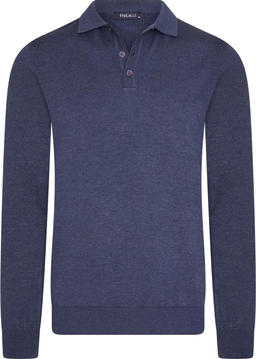 Ferlucci - Exclusieve Heren Trui met Polokraag  - Navy