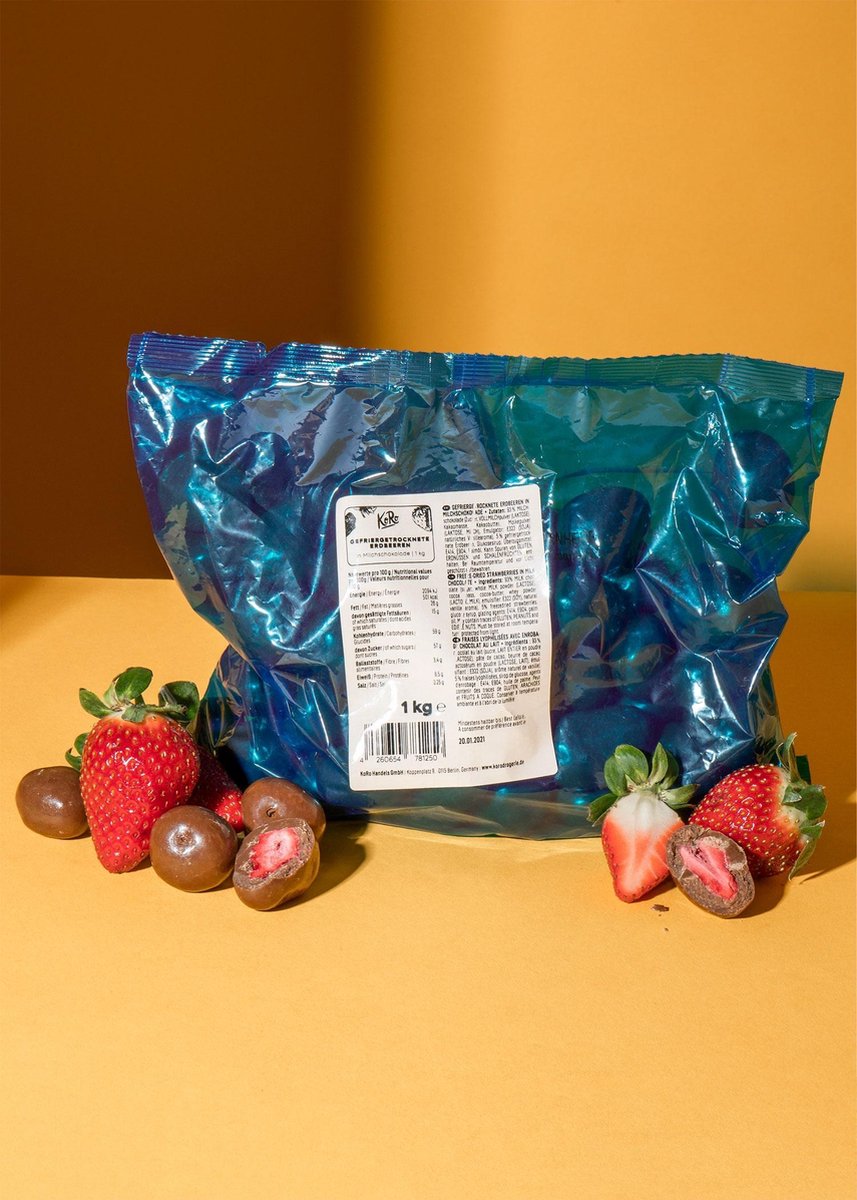 KoRo | Gevriesdroogde aardbeien in melkchocolade | 1 kg