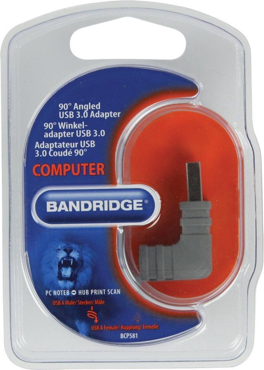 Bandridge 90° Angled USB 3.0 USB 3.0 A Grijs
