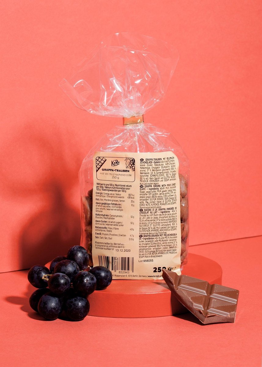 KoRo | Grappa-druiven met melkchocolade | 250 g