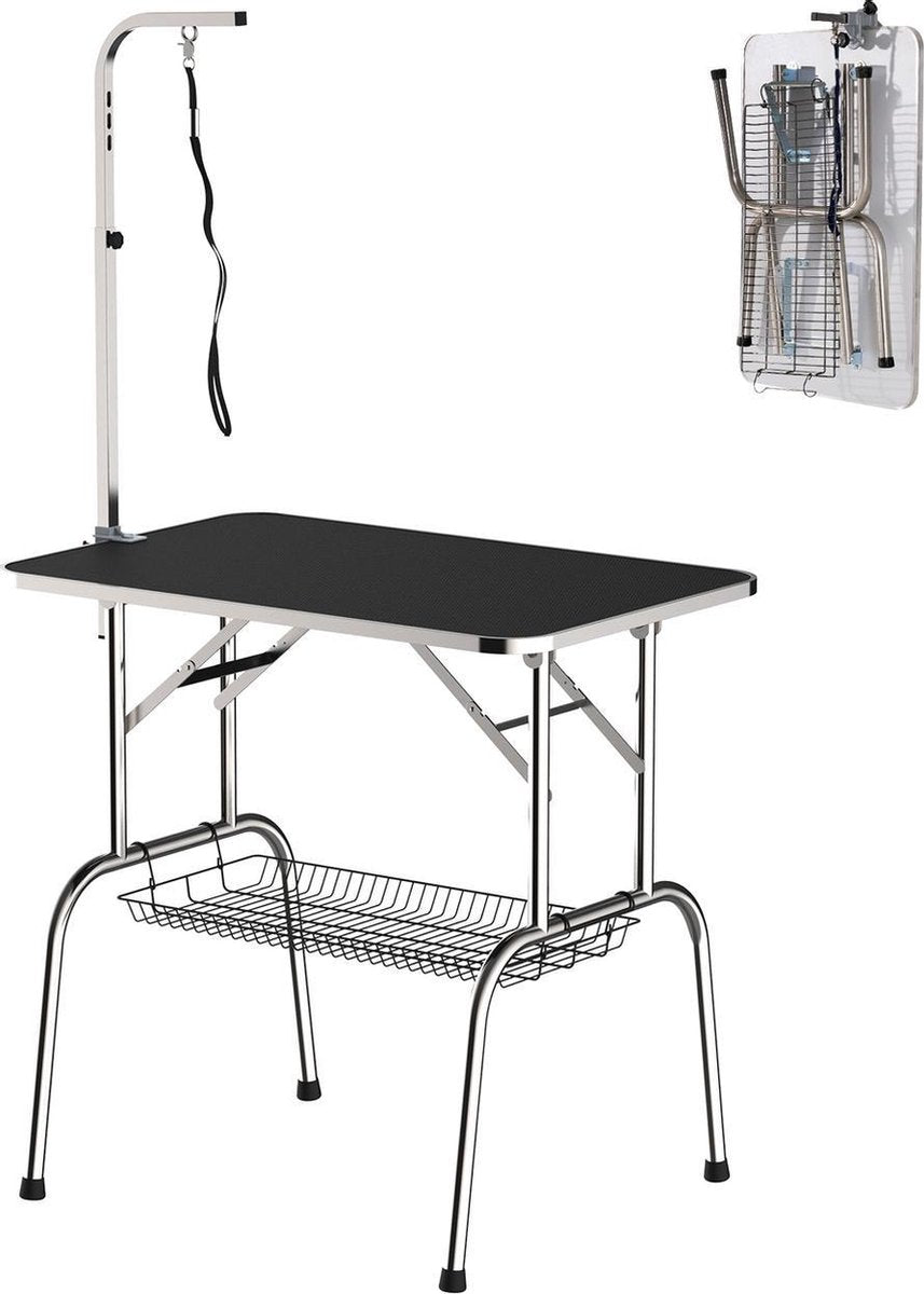 Honden Trimtafel Met Aanlijnoptie - Trimtafels voor honden - Zwart - L90 x B60 x H75 cm